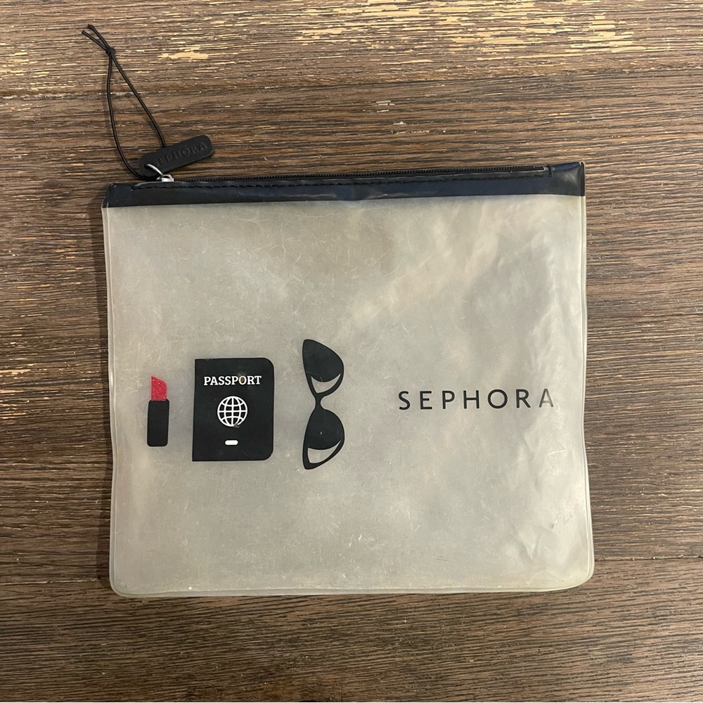 Sephora Clear Cosmetic Pouch Bag with black zipper
